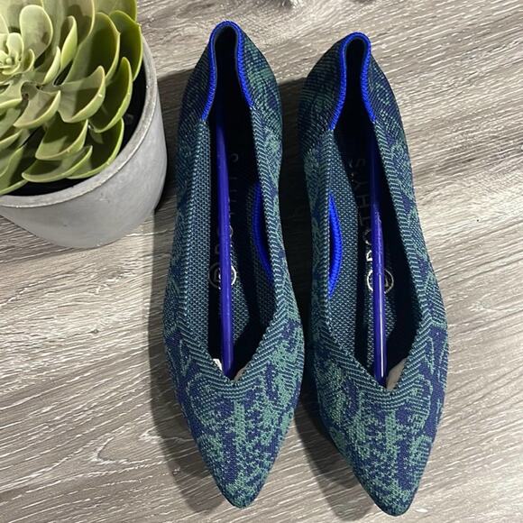 Rothy’s point emerald green snake size 7 woman’s flat shoes - Picture 4 of 12